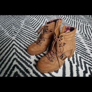 GBG Los Angeles Women’s Combat Boots in Cognac